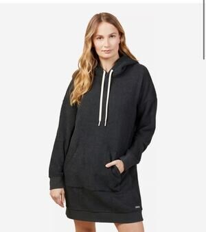 Outerknown Womens Size Medium Black French Terry Knit Hoodie Sweatshirt Dress